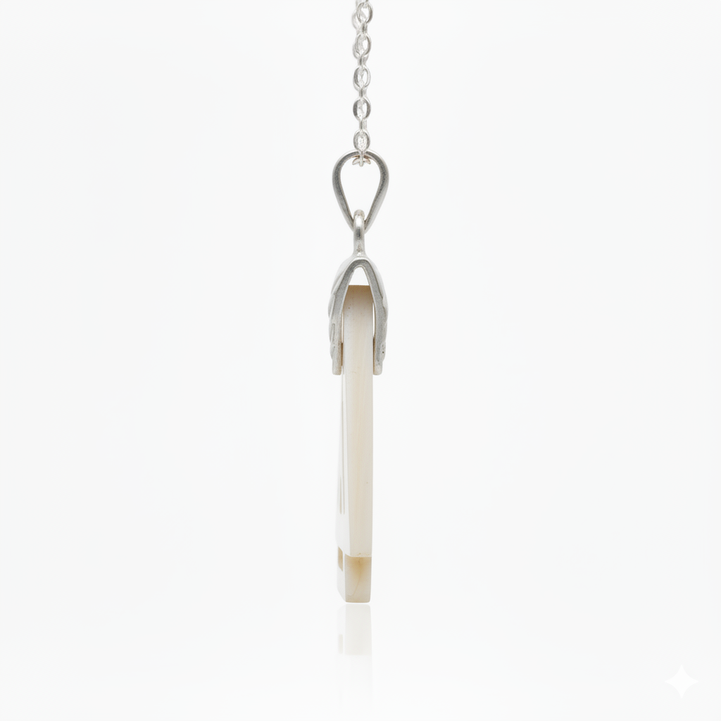 Crystal pendant with chain on a white background