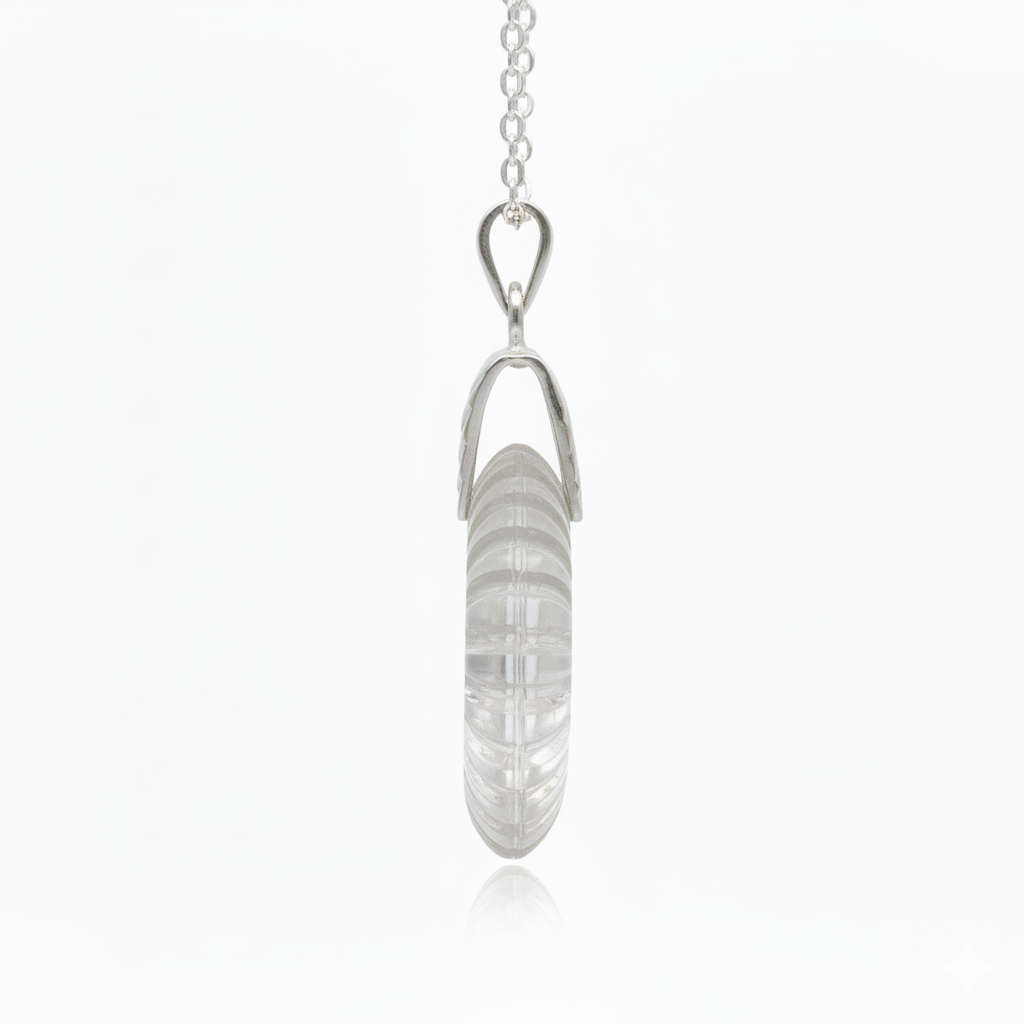 Silver pendant necklace on a white background