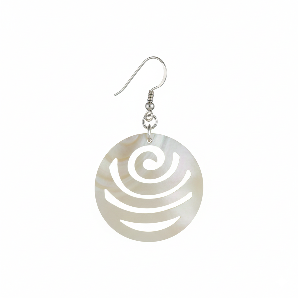White spiral earrings on a white background