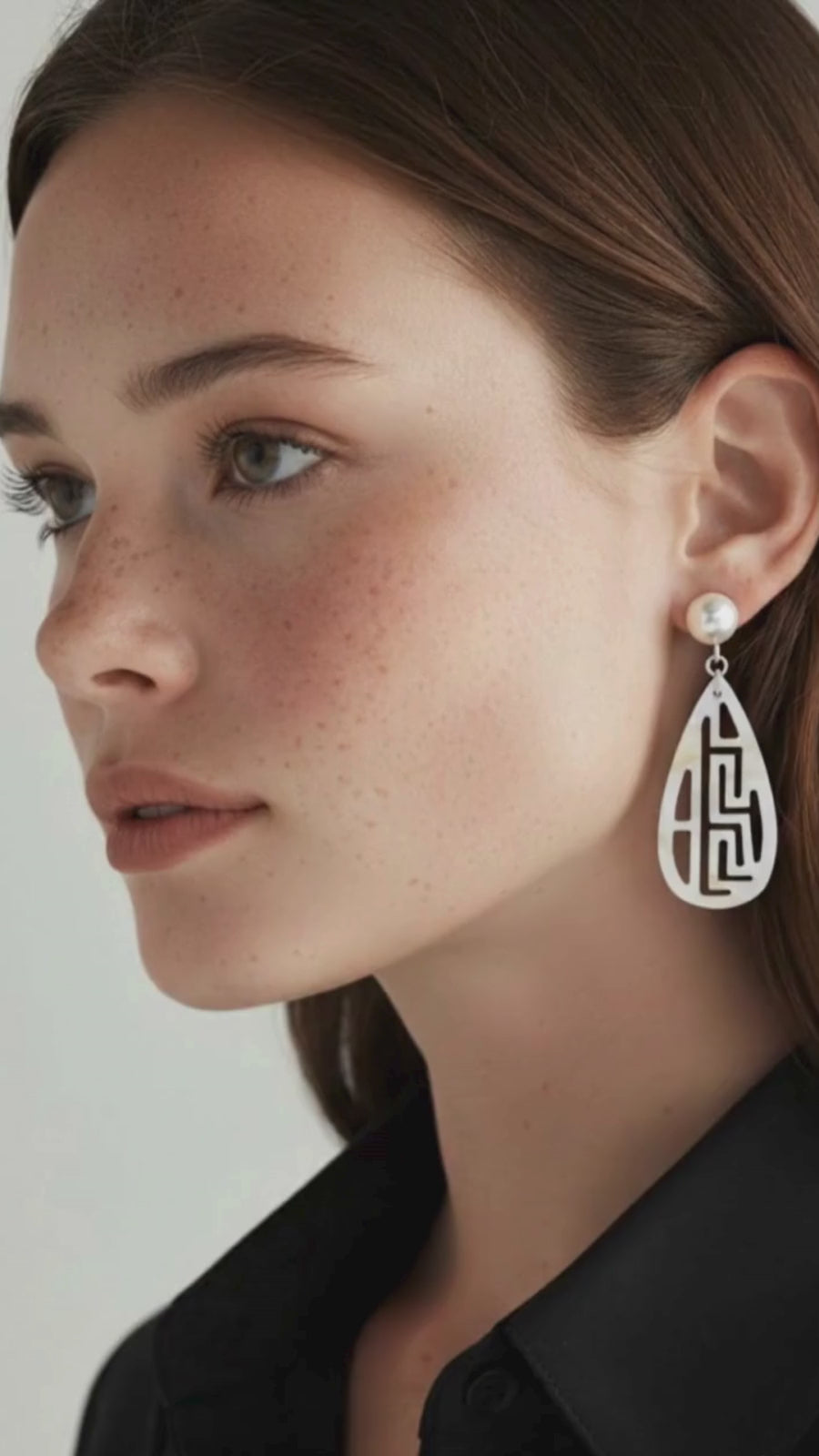 Mother of Pearl Teardrop Labyrinth Earrings