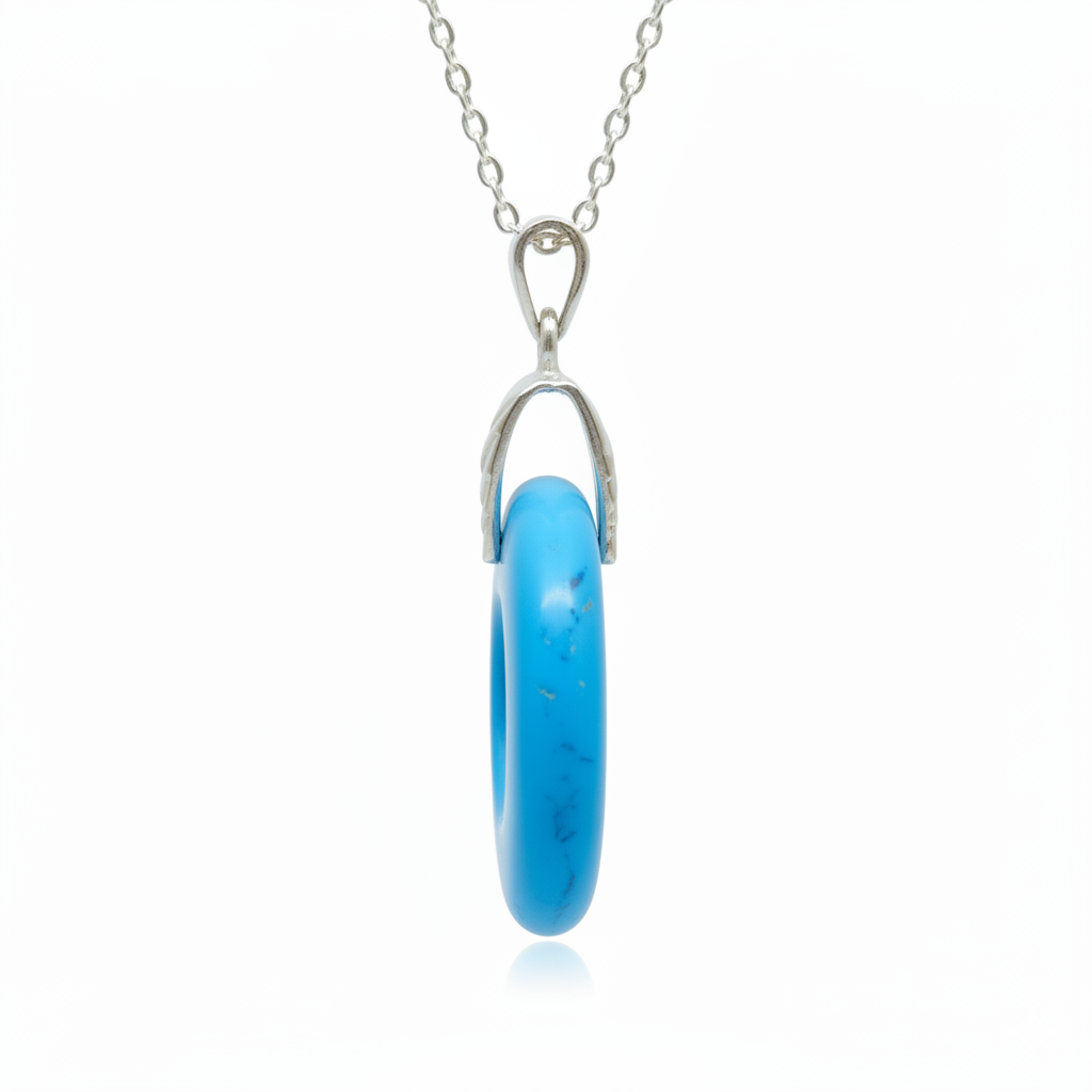 Necklace with a blue pendant on a white background